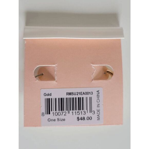 ❤️✨ REBECCA MINKOFF Gold Metal Studded Heart Huggie Hoop Earrings NEW WITH TAGS - Picture 11 of 16